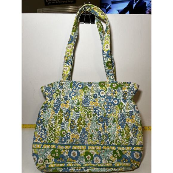 Vera Bradley Handbags - VERA BRADLEY Green Yellow Blue Petals Quilted Floral Tote Shoulder Bag Purse